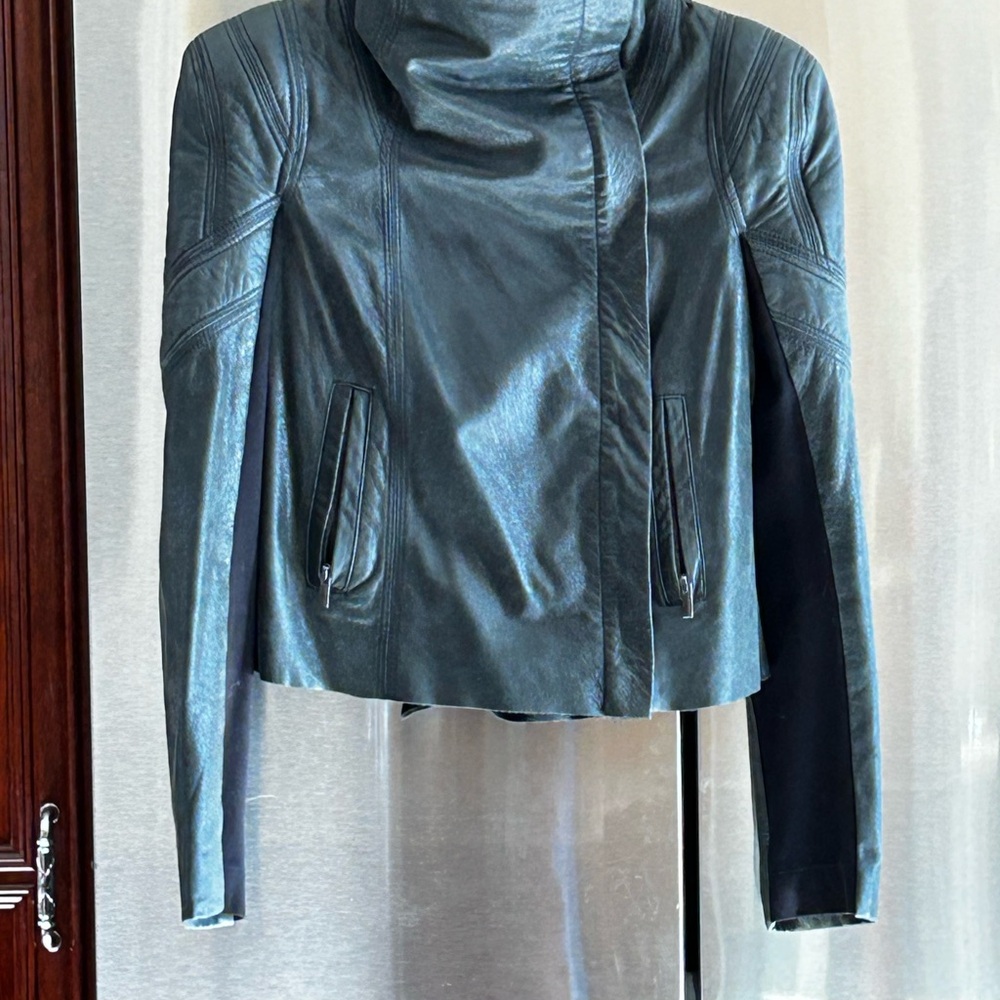 BCBGMaxAzria Dark Green Leather Jacket